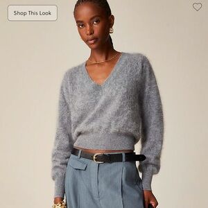 J.Crew brushed cashmere v-neck cropped sweater